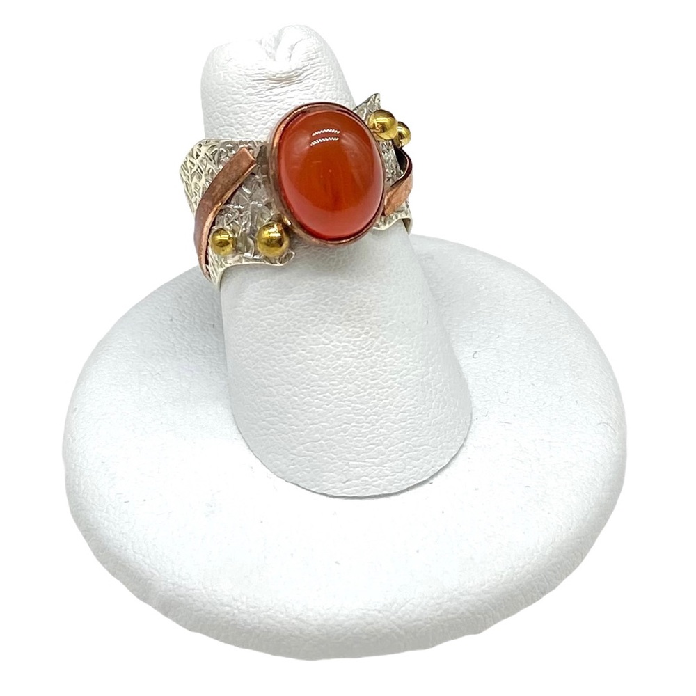 Carnelian & 925 Sterling Silver Ring Sz 7